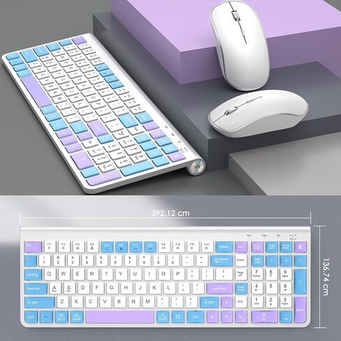 JOYACCESS 2.4GHz Wireless Keyboard Mouse Combo, Ergonomic Wireless Computer Keyboard Compatible with Win 7/8/10, MacBook Pro/Air, Laptop, PC - Black in Kuwait