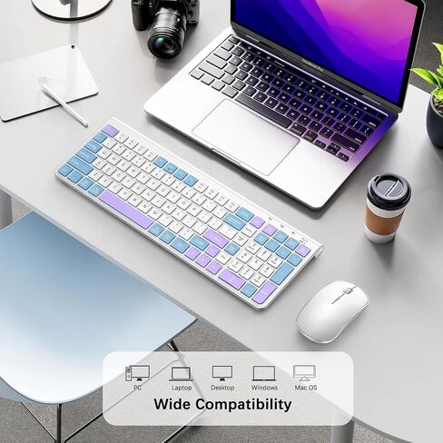 JOYACCESS 2.4GHz Wireless Keyboard Mouse Combo, Ergonomic Wireless Computer Keyboard Compatible with Win 7/8/10, MacBook Pro/Air, Laptop, PC - Black in Kuwait
