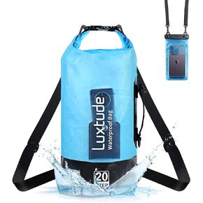 Luxtude Waterproof Dry Bag for Women Men, 20L Waterproof Backpack with Phone Case, Roll Top Floating Marine Dry Bags for Kayaking, Travel, Hiking, Swimming, Boating, Camping, Beach etc.(Army Green)