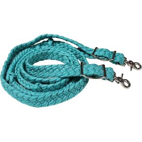 CHALLENGER Horse Braided Poly Nylon Roping Western Barrel Reins Tack Turquoise 60753
