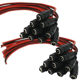 20 Pack Female Power Pigtail DC 5.5mm x 2.1mm Connectors Upgraded AWG for CCTV Surveillance Security Camera System and Led Strips Transformer Connection