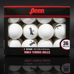 Penn 40mm 1-Star White Ping Pong Balls, Box of 36 Official Tournament Size Table Tennis Balls