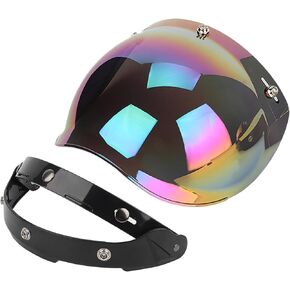 POCREATION Retro Motorcycle 3 Snaps Sun Visor, Retro Motorcycle 3 Snaps Sun Visor Shield Windproof Helmet Colorful Lens Flip Up Face Visor Wind Shield Lens
