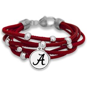 Leather Strand Bracelet with Logo and Lobster Clasp (Alabama)