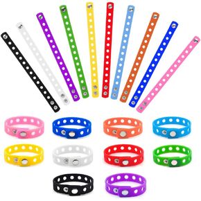 20 PCS Silicone Charm Bracelets for Adult, Adjustable Rubber Bracelets
