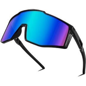 FEISEDY Cycling Sports Sunglasses 80s Visor Men Women Wrap Around Shield Mirrored Baseball Sunglasses B0061