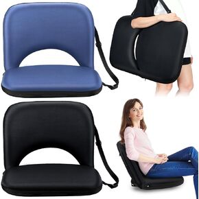 Stadium Seats with Back Support, Folding Bleacher Seat with 20In Cushion, 6 Reclining Positions Bleachers Chairs with Back and Cushion, Multifunctional Floor Stadium Chair for Indoor or Outdoor