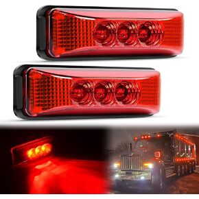 GOOACC 3.9Inch Marker Light 10PCS Red Amber 3LED Front Rear Side Indicator Clearance Light Waterproof Surface Mounted LED Fender Lights For RV Camper Truck Trailer Bus UTV, 2 Years Warranty