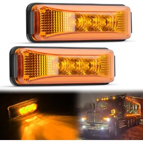 GOOACC 3.9Inch Marker Light 10PCS Red Amber 3LED Front Rear Side Indicator Clearance Light Waterproof Surface Mounted LED Fender Lights For RV Camper Truck Trailer Bus UTV, 2 Years Warranty