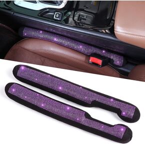 ToBeQueen Bling Car Seat Gap Filler Universal Fit for Car SUV Truck, Set of 2 Handmade Crystal Diamond Rhinestone Seat Gap Blocker Bling Car Accessories for Women(Silver)