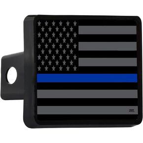 Subdued Thin Blue Line Flag Trailer Hitch Cover Plug US Blue Lives Matter Police Officer Law Enforcement