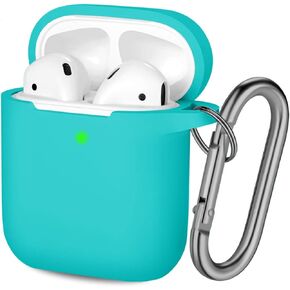 Hamile Compatible with AirPods Case Cover, Soft Silicone Protective Skin (Front LED Visible) Designed for Airpod 2/ AirPod 1 with Keychain Accessories, Women Girls Men Boys,Red