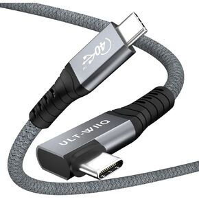 كابل USB4 بزاوية يمنى 2.62 قدم، نقل 40 جيجابت في الثانية وشحن 100 وات سلك USB 4.0 90 درجة، يدعم 8K/6K@60 هرتز أو كابل فيديو مزدوج 4K لـ Thunderbolt 3/4، iMac، MacBook، SSD خارجي، eGPU، Dell/HP Dock in Kuwait