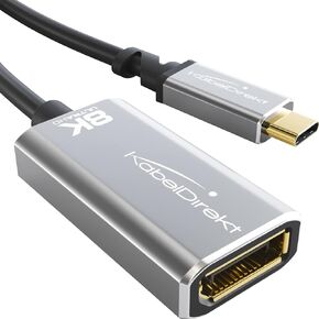 محول 8K USB C إلى DisplayPort 1.4 مع حافظة معدنية كاملة مقاومة للكسر (ينقل 8K/60 هرتز من الكمبيوتر المحمول/الهاتف الذكي إلى الشاشات الكبيرة - DP 1.4، USB 3.1، النوع C، Thunderbolt 3، 6 بوصة) بواسطة CableDirect in Kuwait