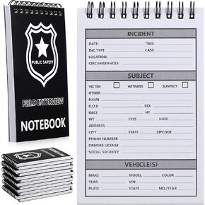 Teling 12 Packs Public Safety Police Field Interview Notebook Report Notepad for Law Enforcement Officer Gifts Ticket Book Notebook Cop Interview Equipment Accessories, 70 Sheets/ 140 Pages