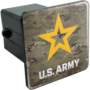 U.S. Army Logo on Camo Tow Trailer Hitch Cover Plug Insert