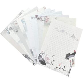 50 Vintage Stationery Paper, Lined Writing Letter Paper Set, A4 Size, 10 Different Style