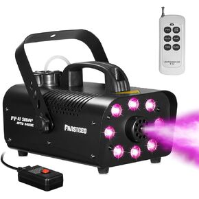 Fog Machine with 8 LED Lights, 500+ Watts Smoke Machine with Wireless Remote, Manual Control, Auto Mode-Perfect for Halloween Party Wedding Stage
