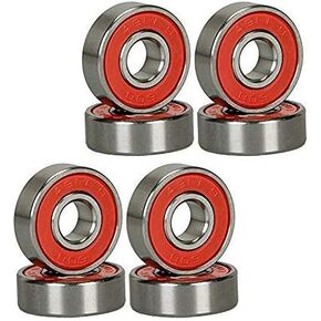Red Silver ABEC-9 608 RS Skateboard Longboard Bearings (8PCS), 8mmx22mmx7mm