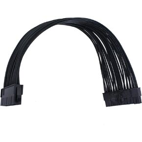 Maxmoral 32CM/12Inch 24 Pin Motherboard Power Sleeve Cable Black 24 Pin Motherboard Power Extension Cable for Extending ATX Power Connection Length