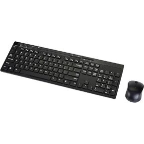 Amazon Basics Full-Sized Wireless Keyboard & Mouse Combo, 2.4 GHz USB Receiver, QWERTY Layout, Black