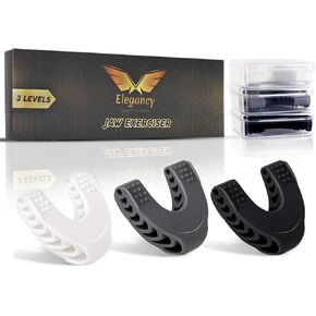 Elegancy Jaw Exerciser 3 Strengths Jaw Shark | Face Exerciser Jawline Exerciser | Double Chin Exerciser Jaw Trainer Men & Women | Jaw Toner Mewing Device Jaw Sharpener