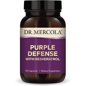 Dr. Mercola Purple Defense, 90 Servings (90 Capsules), with Resveratrol, Dietary Supplement, Supports Brain & Cognitive Function, Non-GMO