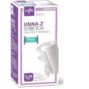 Medline Unna-Z Stretch Zinc Oxide Compression Bandage, 3" x 10 yd., Ideal for Conditions Requiring Mild Compression, Pack of 12
