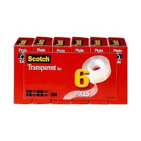 Scotch Transparent Tape, 3/4 in x 1000 in, 6 Boxes/Pack (600)