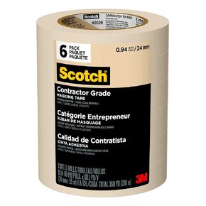 Scotch Contractor Grade Masking Tape, Tan, Tape for General Use, Multi-Surface Adhesive Tape, 0.94 Inches x 60.1 Yards, 9 Rolls