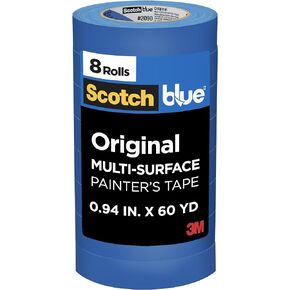 ScotchBlue Painter's Tape, 0.94" Width x 60 Yards, 8 Rolls, Blue, Multi-Surface, Indoor/Outdoor, 45% Renewable Resources, No Residue, DIY, Glass, Wood, 0.94 inches, Made in USA or Imported