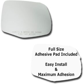 Mirror Glass + Full Size Adhesive Pad for 2016-2022 Honda Pilot Passenger Side Replacement (2016 2017 2018 2019 2020 2021 2022 16 17 18 19 20 21 22)
