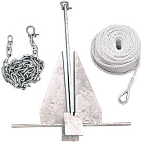 Galvanized Anchor Kit,Fluke Anchor with Anchor Chain and Boat Anchor Rope Set for Different Size Boats