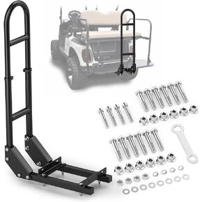 Golf Cart Rear Seat Grab Bar for EZGO Club Car Yamaha, Universal Golf Cart Safety Back Seat Round Pipe Handle Rail 27"-34" Adjustable Height for TXT DS, Upgrade Heavy Duty Thicken Clamps Accessories