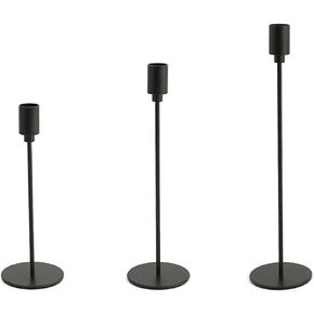 Black Candle Holders Set of 3 Modern Metal Candlestick Holder for Home Decor Kitchen and Farmhouse Ideal for Dinner Table, Fireplace, Wedding, Christmas and Thanksgiving Day