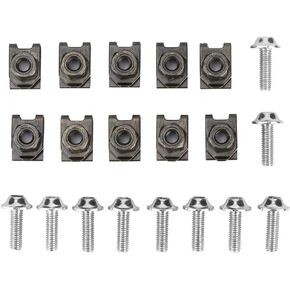 aqxreight - Fairing Clip Nut, 10x M5 Screw Spire Speed Fastener Clip Nut, Motorcycle Fairing Body Bolt Kit(Silver)