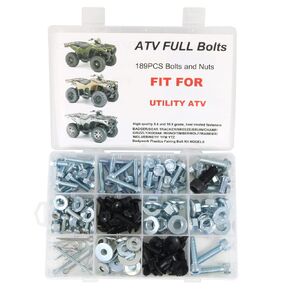 Xitomer 189 PCS Plastic Body Engine Frame Exhaust Bolt Kit, Fit for Utility ATV 4x4 Bolt Kit Kodiak Grizzly Big Bear Tracker Wolverine, Full Sets Complete Fairing bodywork Bolts