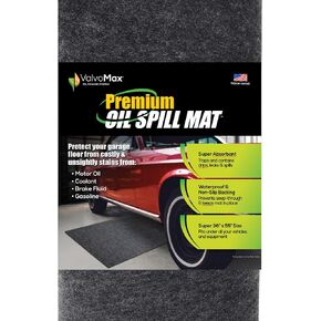 XL Oil Spill Mat (36" x 55") - Premium Absorbent Pad, Reusable, Washable, Durable, Waterproof Backing for Liquid Containment, Non-Slip Layer, Garage Floor Protection - Made in The USA