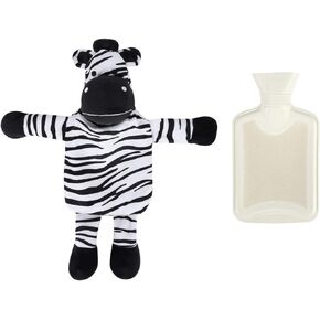 Hot Water Bottle with Plush Cover Cute Animal Hand Warmer Bottle 1 Liter Rubber Hot Water Bag for Kids Men Women
