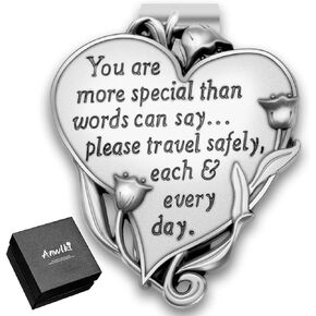 Heart-Shaped Visor Clip Car Visor Medal Accessories Bless Driving Safety Prayer Religious Gift for Parent, Family, Friend, Driver (1)