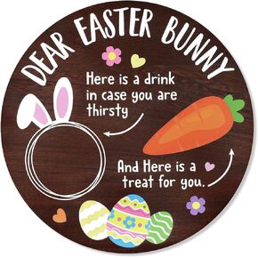 Zingoetrie Easter Bunny Tray, Natural Solid Wood, 12 inch Round, Cute Cartoon Elements, Perfect for Serving Desserts, Snacks, and Drinks, Great Home Decor