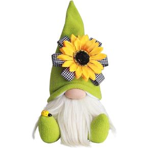 Sunflower Garden Gnome, Sunflower Spring Gnome Mantel Display,Handmade Gnome Faceless Plush Doll, Farmhouse Tiered Tray Rustic Sca