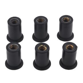 Rubber Well Nuts,6pc M6 Durable Rubber Well Nuts Windshield Bolts for Motorcycles Kayak Canoe Boats