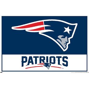 Trends International NFL New England Patriots - Logo 21 Wall Poster, 14.72" x 22.37", Barnwood Framed Version