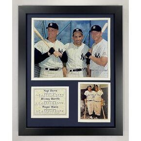 Legends Never Die New York Yankees Yogi Berra, Mickey Mantle and Roger Maris Framed Photo Collage, 11x14-Inch, (11084U)