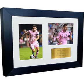 12x8 A4 Lionel Messi Inter Miami Autographed Signed Photo Photograph Picture Frame Football Soccer Poster Gift Gold S1