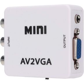 Video Converter, 480P Mini AV to VGA Adapter, Composite TV Set-Top Box Audio Video Converter (White)