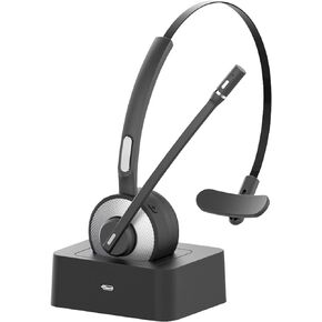 HUAKUA Bluetooth Headset with Microphone, Single Ear Trucker Headset Noise Cancelling Wireless Headset with Mute Function Clear Sound for Cell Phones PC Laptop Home Office (Headset)