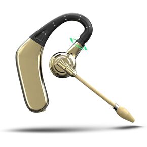 Bluetooth Headset Wireless earpiece Bluetooth for Cell Phone with Microphone Hands Free with 20-Hrs Replaceable Battery, Single Ear Bluetooth Headset for Left Ear usable (Gold)