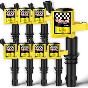 8 Pack Straight Boot Ignition Coils 15% More Energy F-150 for Ford Lincoln Mercury V8 V10 4.6l 5.4l 6.8l Compatible with DG511 C1541 FD508-Upgrade (Yellow)